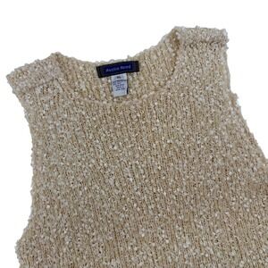 Austin Reed Womens Size XL Textured Knit Tank Top Cream Polyester Silk Blend